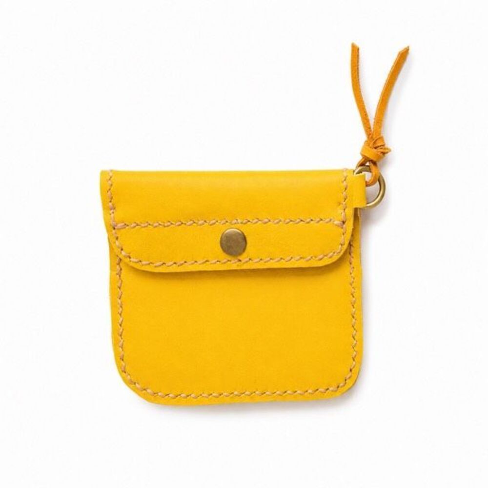 Handmade Thai Leather Wallet Yellow Snap Card Coin Pouch New